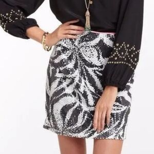 Lilly Pulitzer Sequin Harvey Sneak A Peek Skirt Black And White